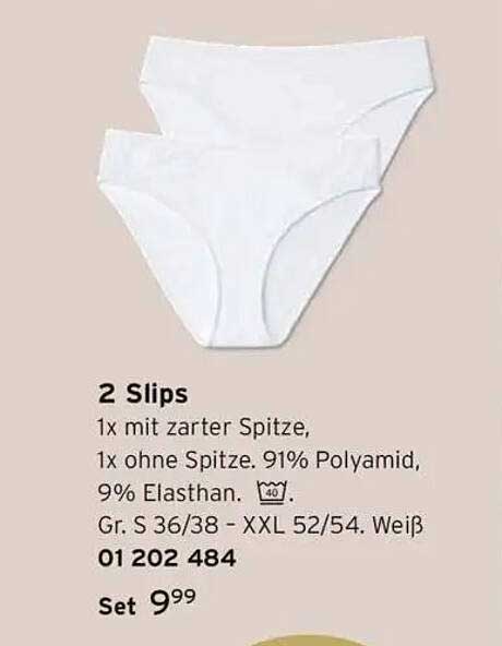 2 Slips - 1x mit zarter Spitze, 1x ohne Spitze