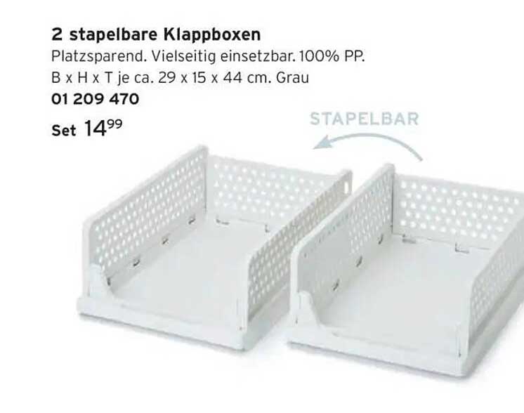 2 stapelbare Klappboxen