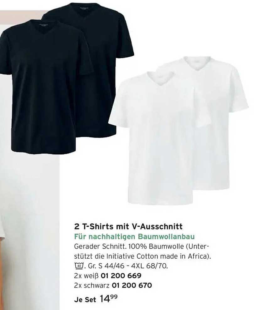 2 T-Shirts mit V-Ausschnitt für nachhaltigen Baumwollanbau