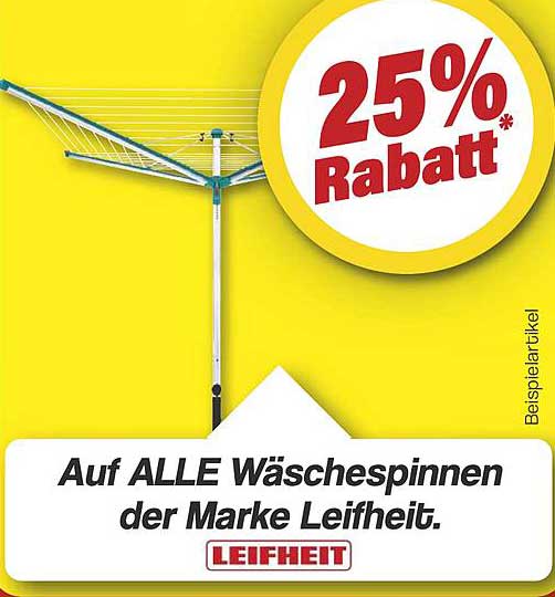 25% Rabatt auf ALLE Wäschespinnen der Marke Leifheit