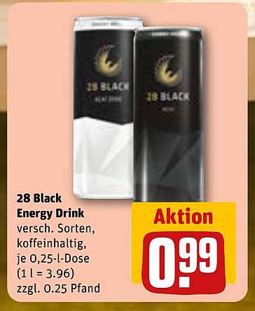 28 Black Energy Drink - Verschiedene Sorten, 0,25-l-Dose für nur 0,99 €