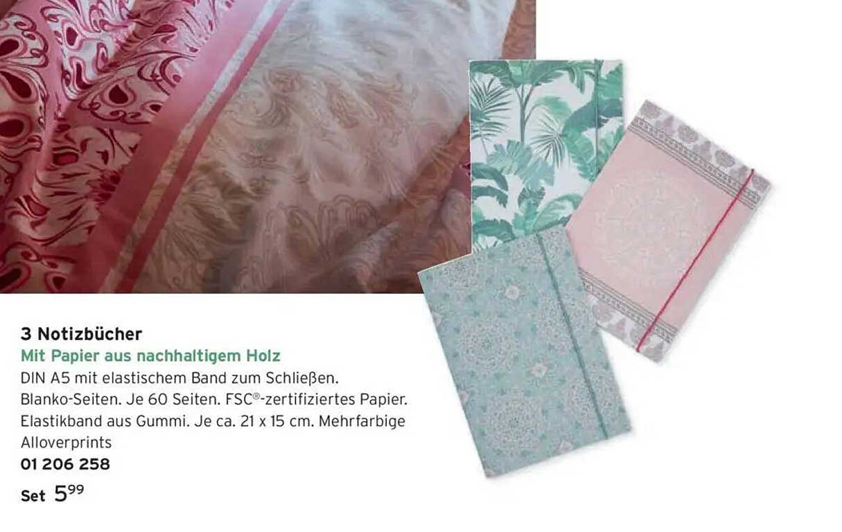 3 Notizbücher mit Papier aus nachhaltigem Holz