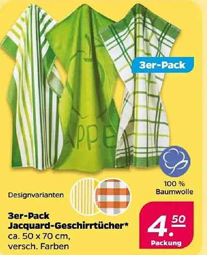 3er-Pack Jacquard-Geschirrtücher