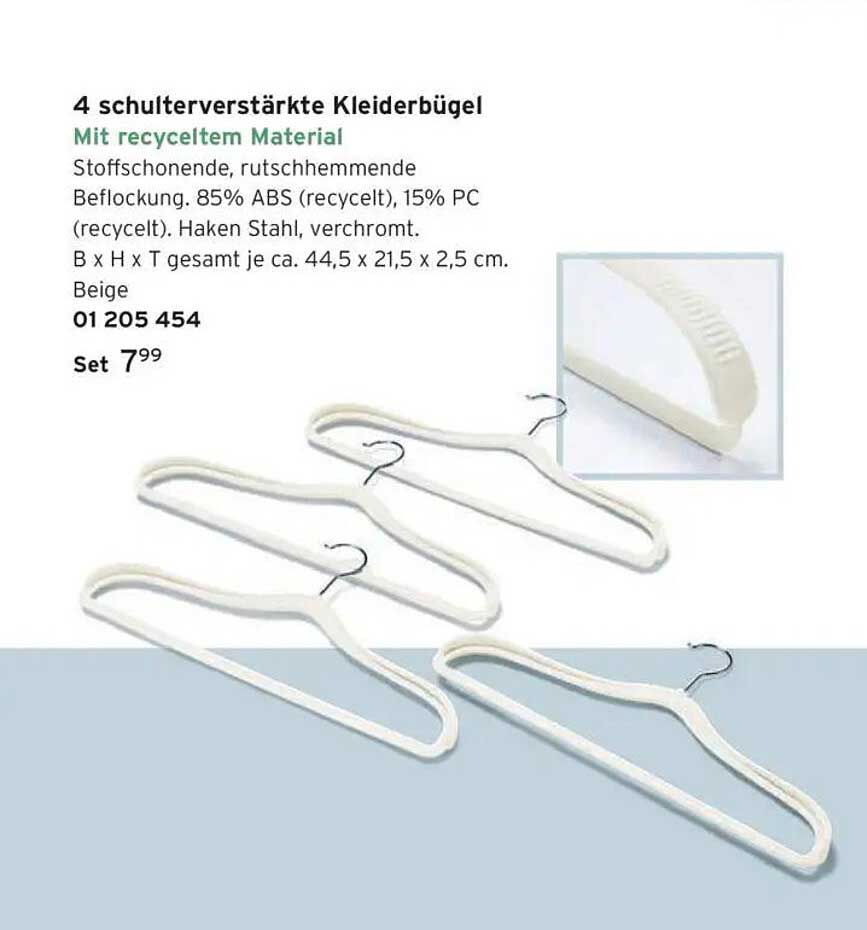 4 schulterverstärkte Kleiderbügel mit recyceltem Material