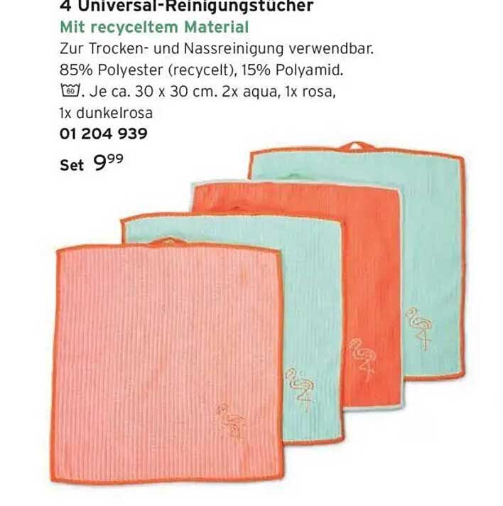 4 Universal-Reinigungstücher mit recycletem Material