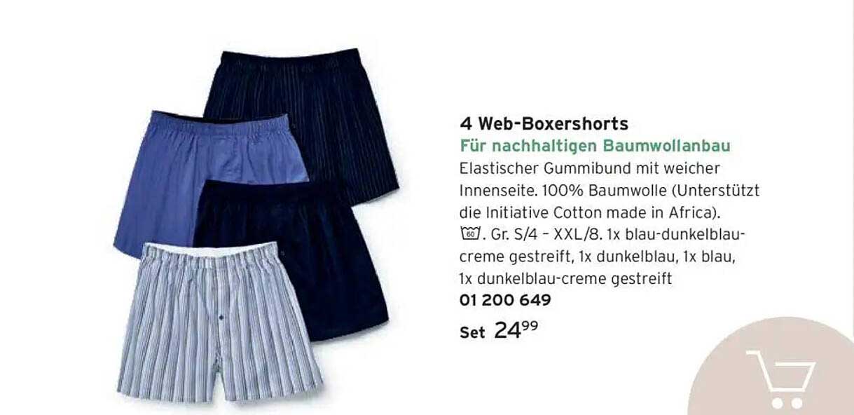 4 Web-Boxershorts für nachhaltigen Baumwollanbau