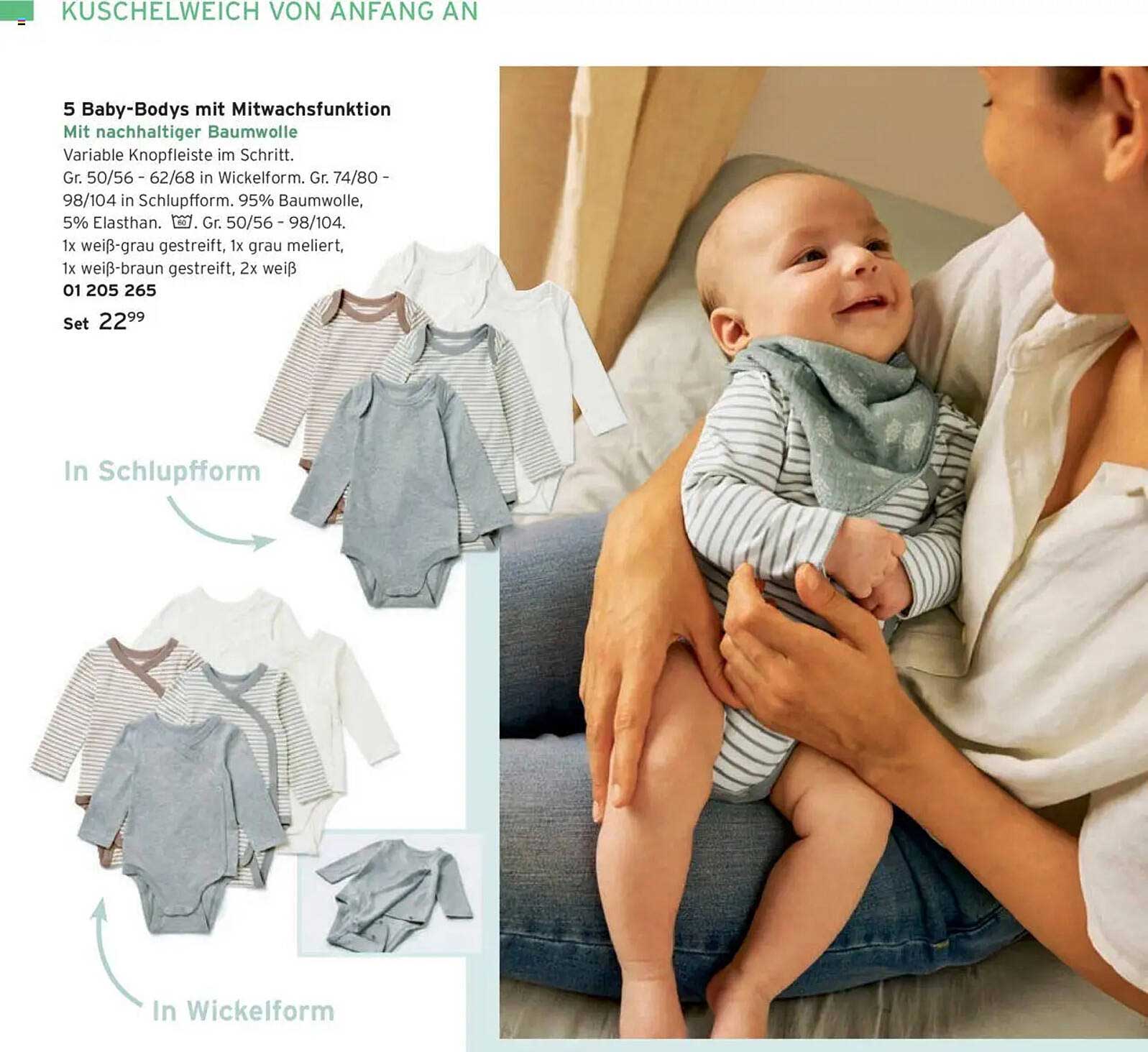 5 Baby-Bodys mit Mitwachsfunktion