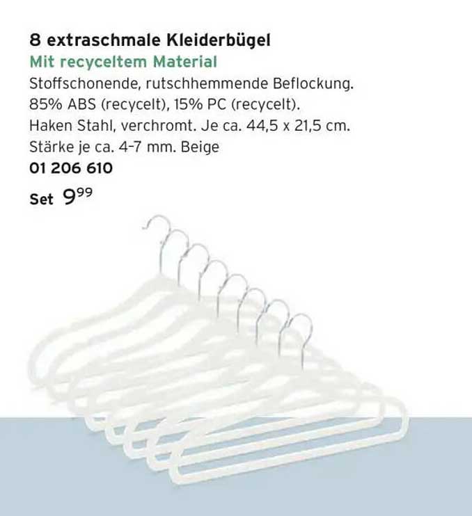 8 extraschmale Kleiderbügel mit recyceltem Material