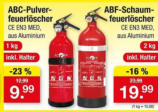 ABC-Pulverfeuerlöscher und ABF-Schaumfeuerlöscher - Schnäppchen im Zimmermann-Prospekt
