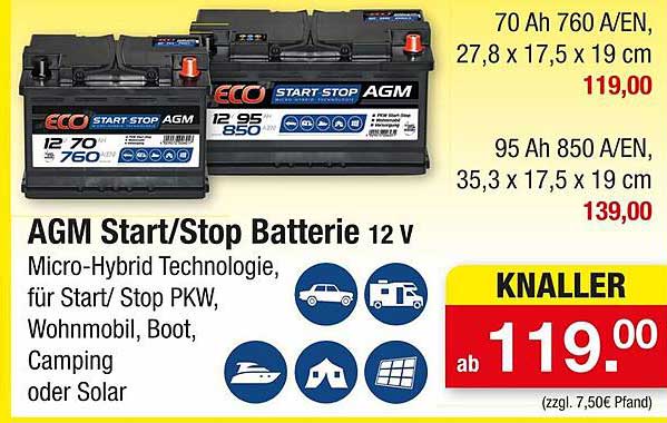 AGM Start/Stop Batterie 12 V