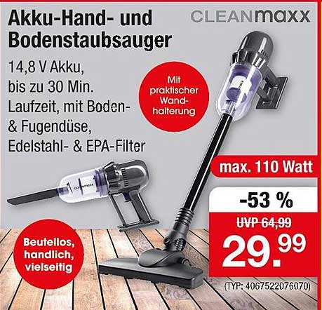 Akku-Hand- und Bodenstaubsauger