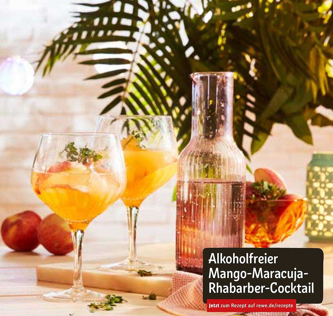 Alkoholfreier Mango-Maracuja-Rhabarber-Cocktail