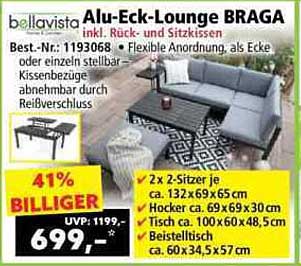 Alu-Eck-Lounge BRAGA inkl. Rücken- und Sitzkissen