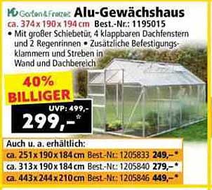 Alu-Gewächshaus - 40% BILLIGER!