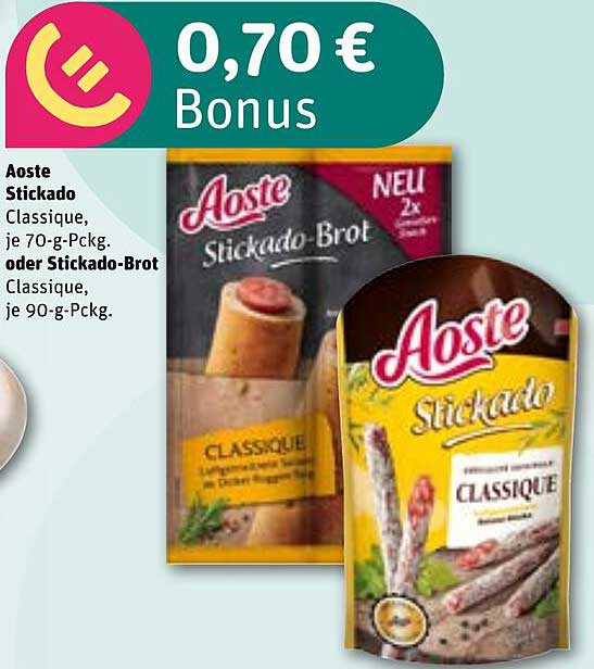 Aoste Stickado Classique, je 70-g-Pckg. oder Stickado-Brot Classique, je 90-g-Pckg.