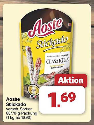 Aoste Stickado, verschiedene Sorten 60/70-g-Packung