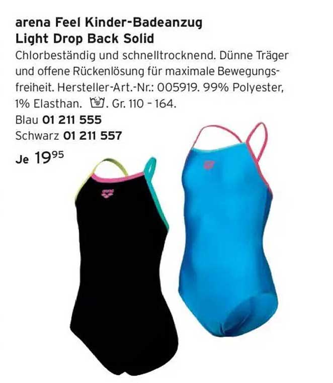 arena Feel Kinder-Badeanzug Light Drop Back Solid