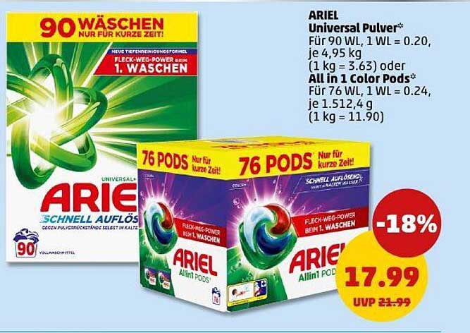 ARIEL Universal Pulver und All-in-1 Color Pods