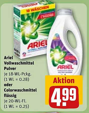 Ariel Vollwaschmittel Pulver oder Colorwaschmittel flüssig