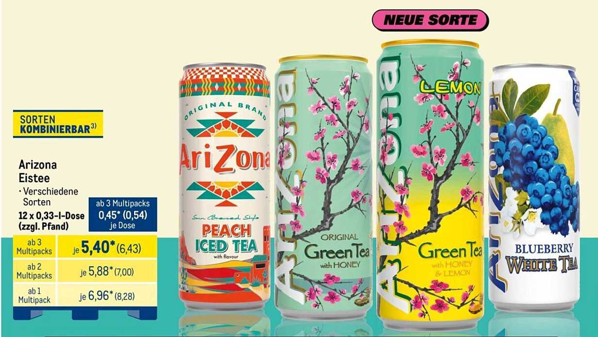 Arizona Eistee - Verschiedene Sorten, 12 x 0,33 l Dose