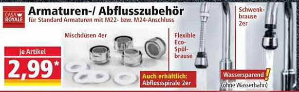 Armaturen-/ Abflusszubehör für Standardarmaturen mit M22- bzw. M24-Anschluss
