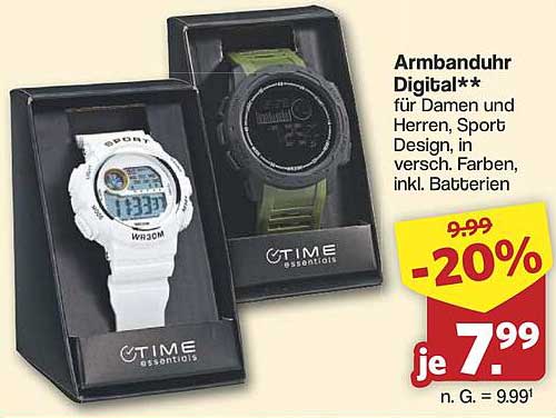Armbanduhr Digital für Damen und Herren, Sport Design, in versch. Farben, inkl. Batterien