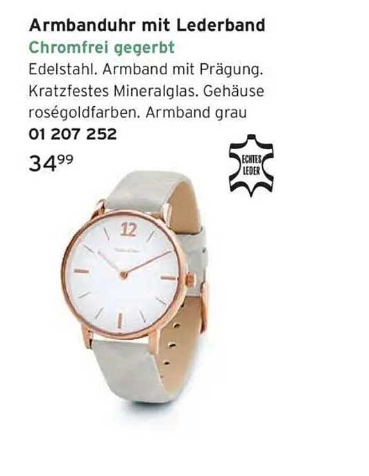 Armbanduhr mit Lederband Chromfrei gegebt