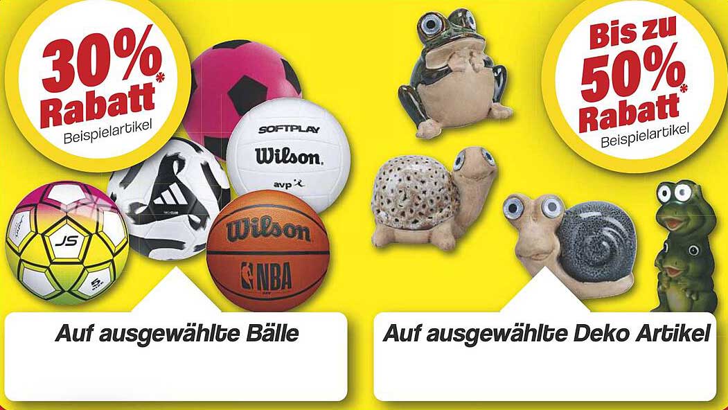 Auf ausgewählte Bälle und Deko Artikel - Bis zu 50% Rabatt!