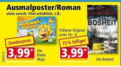 Ausmalposter/Roman – viele verschiedene Titel erhältlich, z.B. 'Die Biene Maja' und 'Die Bosheit'