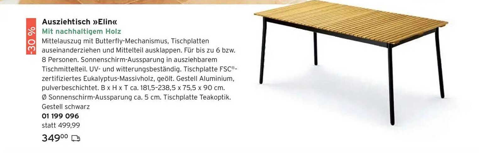 Ausziehtisch »Elin« mit nachhaltigem Holz