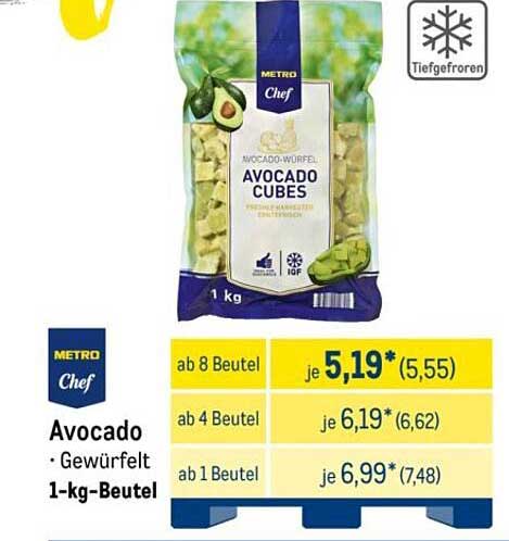 Avocado Würfel - 1-kg-Beutel von METRO Chef