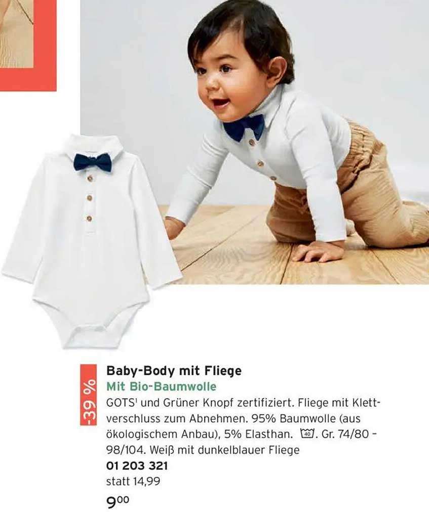 Baby-Body mit Fliege Mit Bio-Baumwolle