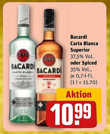 Bacardi Carta Blanca Superior oder Spiced 0,7 l