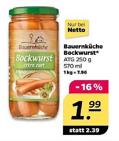 Bauernküche Bockwurst extra zart 250 g