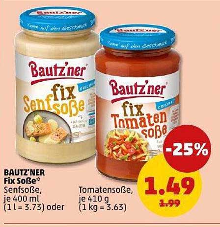 BAUTZ'NER Fix Soße® – Senfsauce und Tomatensauce