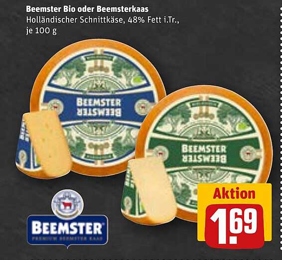 Beemster Bio oder Beemsterkaas – Holländischer Schnittkäse, 48% Fett i.Tr., je 100 g