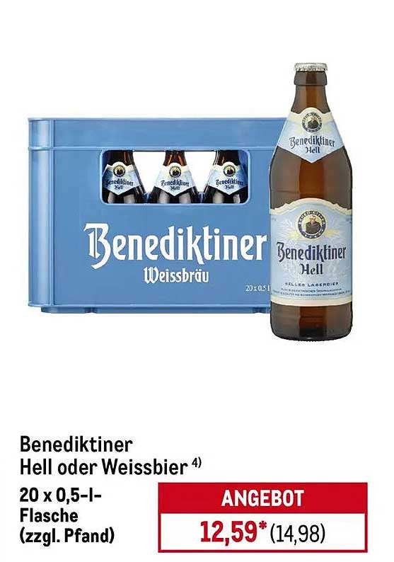 Benediktiner Hell oder Weissbier 20 x 0,5-l-Flasche (zzgl. Pfand)