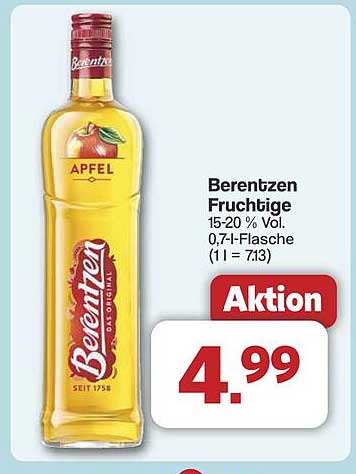 Berentzen Fruchtige Apfel - 15-20 % Vol. 0,7-l-Flasche