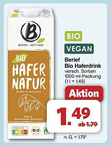 Berief Bio Haferdink 1000-ml-Packung - Aktionspreis!