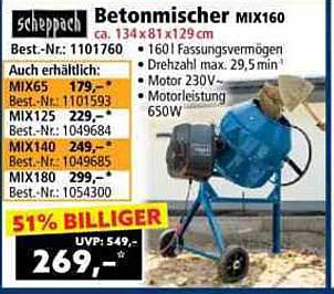 Betonmischer MIX160 von Scheppach