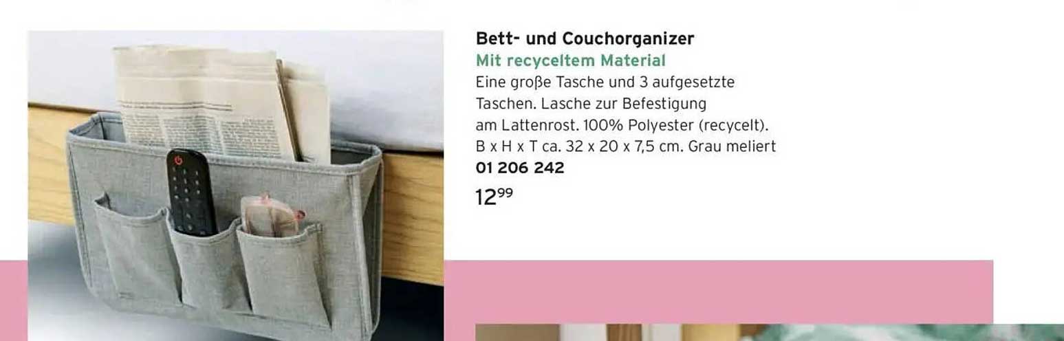 Bett- und Couchorganizer mit recyceltem Material