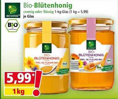 Bio-Blütenhonig 1 kg Glas - cremig oder flüssig