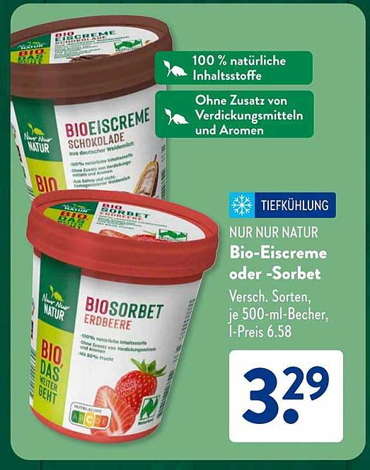 Bio-Eiscreme oder -Sorbets 500 ml