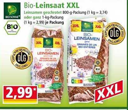 Bio-Leinsaat XXL - 1 kg Packung zum Vorteilspreis