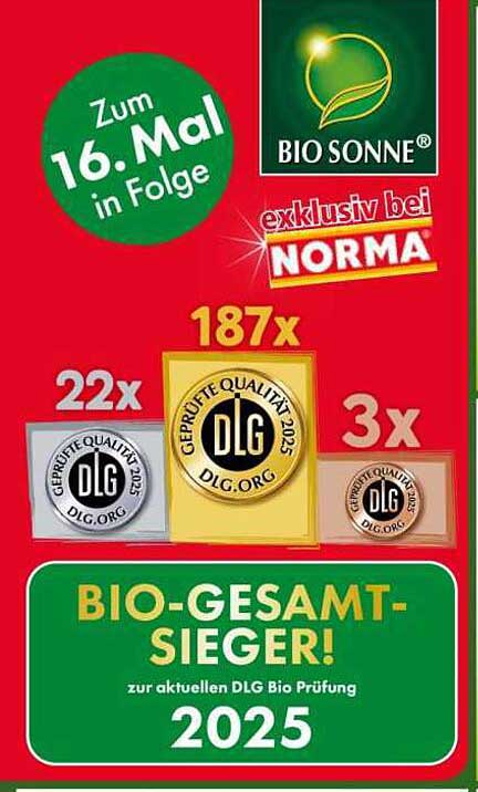 BIO SONNE - BIO-GESAMT-SIEGER! Exklusiv bei Norma