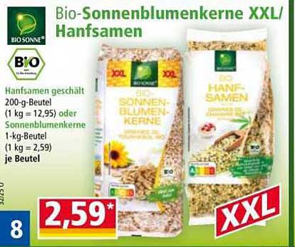 Bio-Sonnenblumenkerne XXL / Hanfsamen