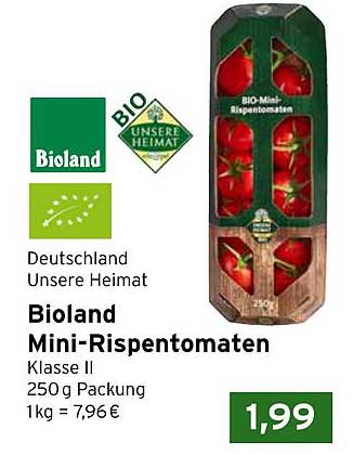 Bioland Mini-Rispentomaten 250g für nur 1,99 €
