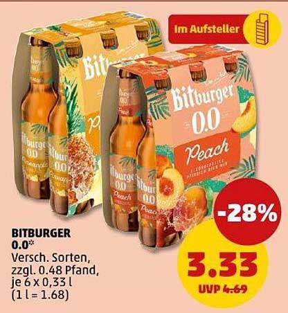 BITBURGER 0.0* Verschiedene Sorten, zzgl. 0.48 Pfand