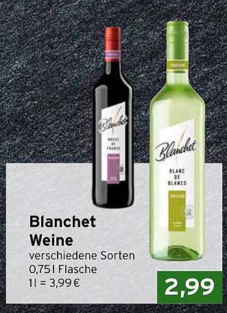 Blanched Weine 0,75 l Flasche, verschiedene Sorten