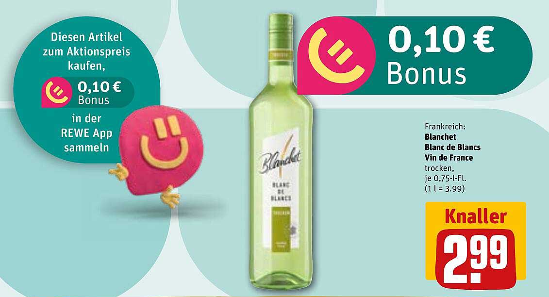 Blanchet Blanc de Blancs Vin de France trocken, 0,75 l für 2,99 €
